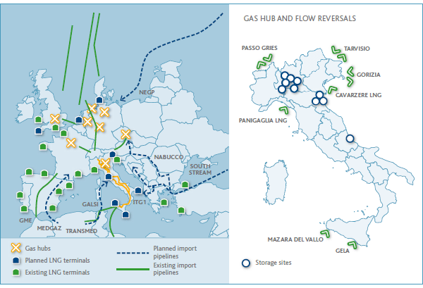 Il sistema Europeo del gas (mappa)