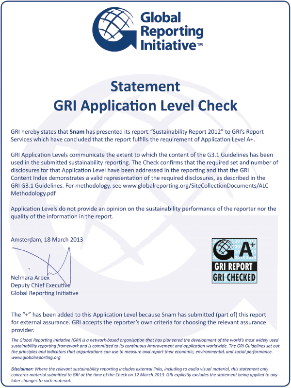 GRI Application Level Check Statement (scan)