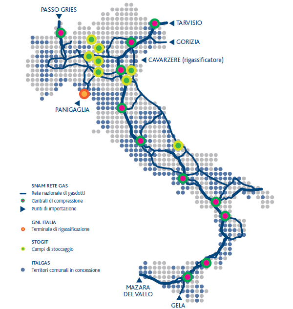 Infrastrutture al 31 dicembre 2011 (mappa)