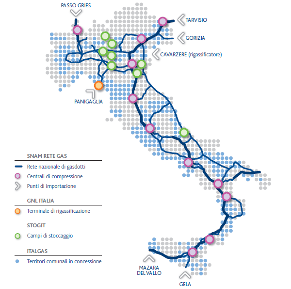 Infrastrutture al 31 dicembre 2012 (mappa)