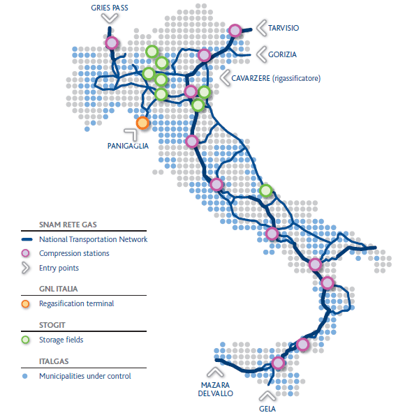 Snam’s presence in Italy (map)