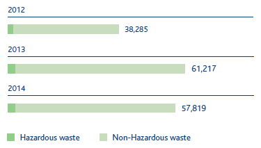 Waste production (t) (Bar chart)
