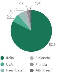 Suddivisione geografica degli accessi al Portale Fornitori (%) (Grafico a torta)