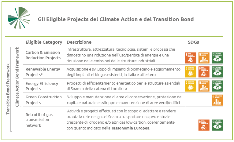 Gli Eligible Projects del Climate Action e del Transition Bond (Grafico)